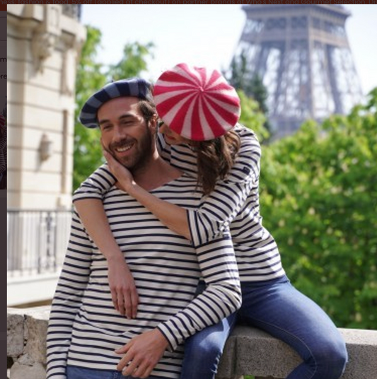 French Style Beret -Ecru / Fuchsia BERLINGOT